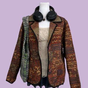 floral reversible jacket tapestry jacket boho quirky whimsygoth grunge